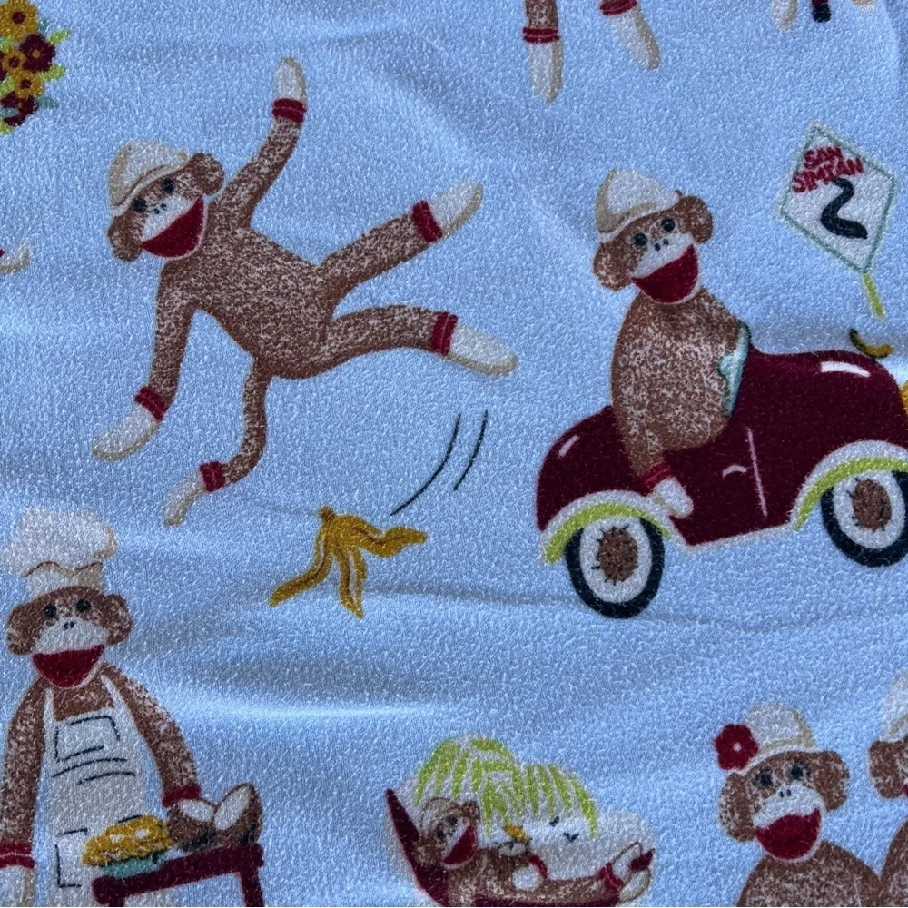 VTG Nick & Nora Sock Monkey 4-Piece Full Size Flannel Sheet Set 100% Cotton READ